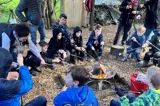 Toasting marshmallows round the firepit